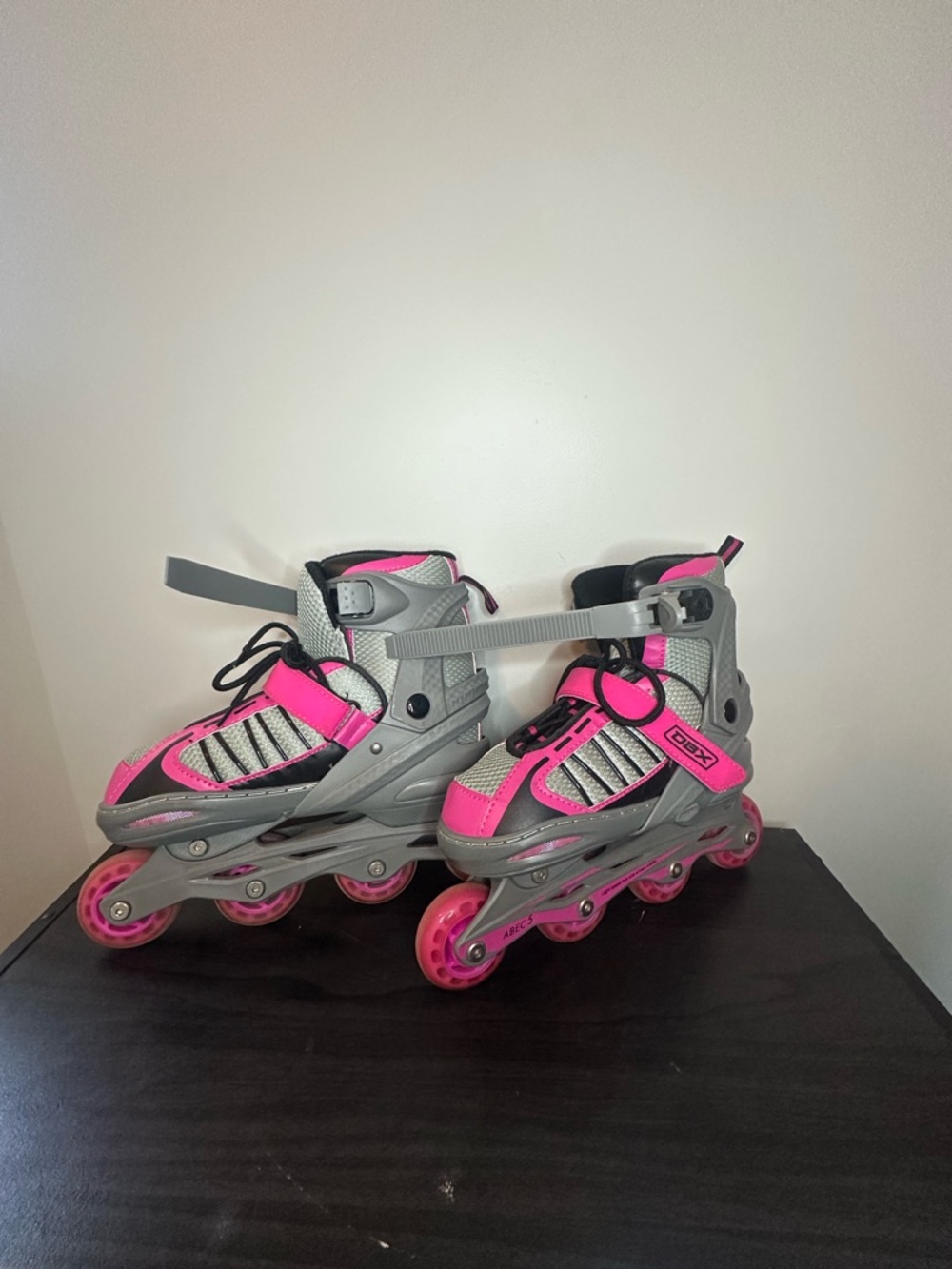 Youth Adjustable Inline Skates in Gray and Hot Pink